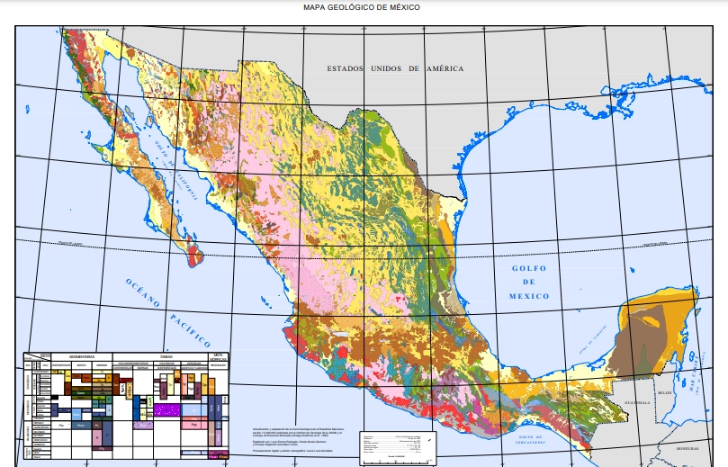 Mapa geológico de México elaborado por el Instituto de Geología de la UNAM / archivo 