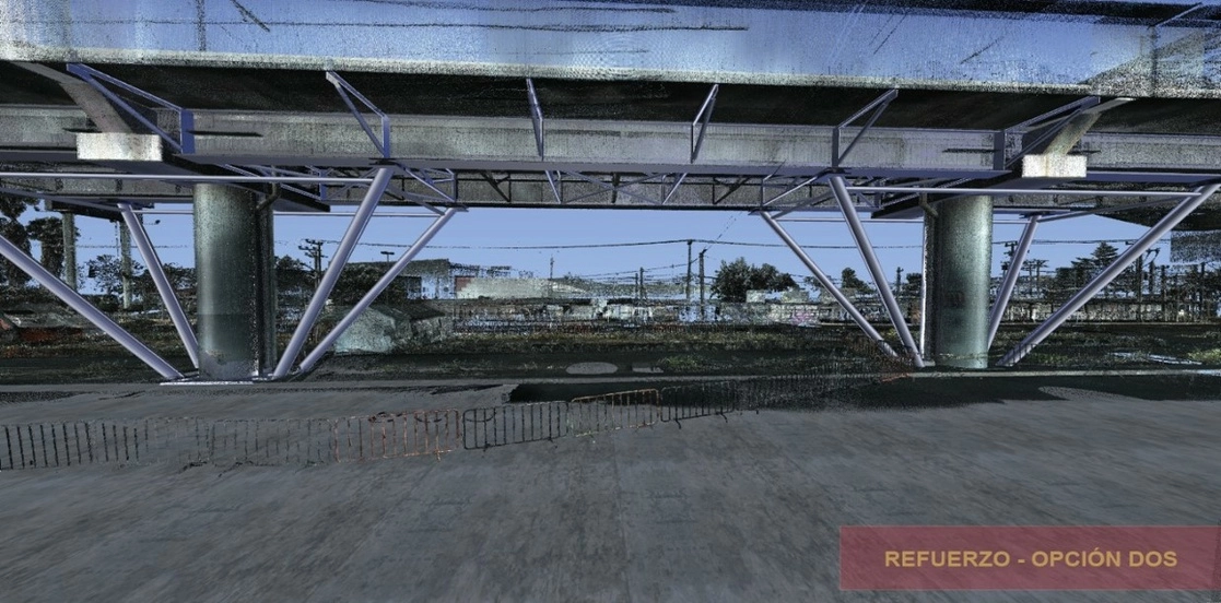 Imágenes de cómo quedarían los trabajos de rehabilitación y reforzamiento de la estructura metálica elevada de la Linea 12 del Metro. Foto Cortesía CDMX