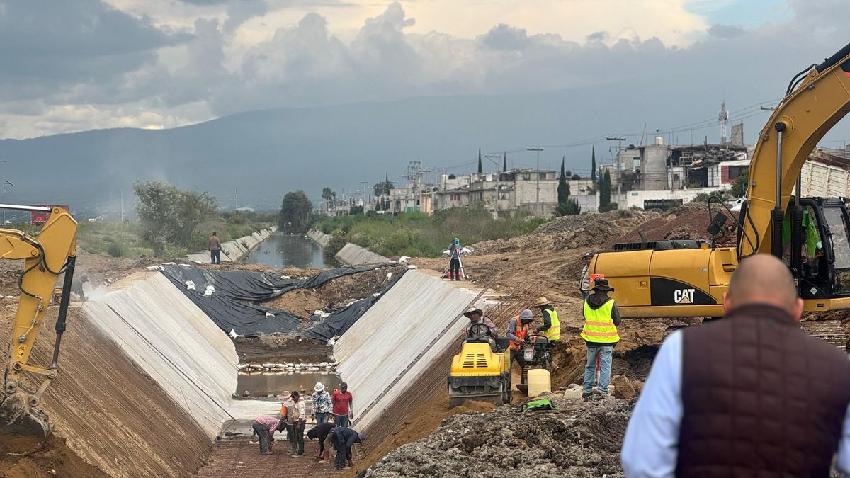 Realizan obras de revestimiento de cauce del Dren Chimalhuacán