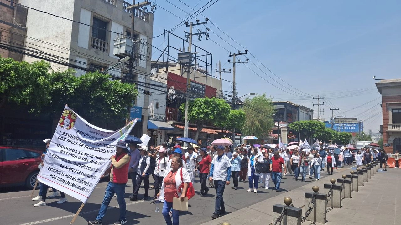 Trabajadores de salud durante la protesta. Foto 
