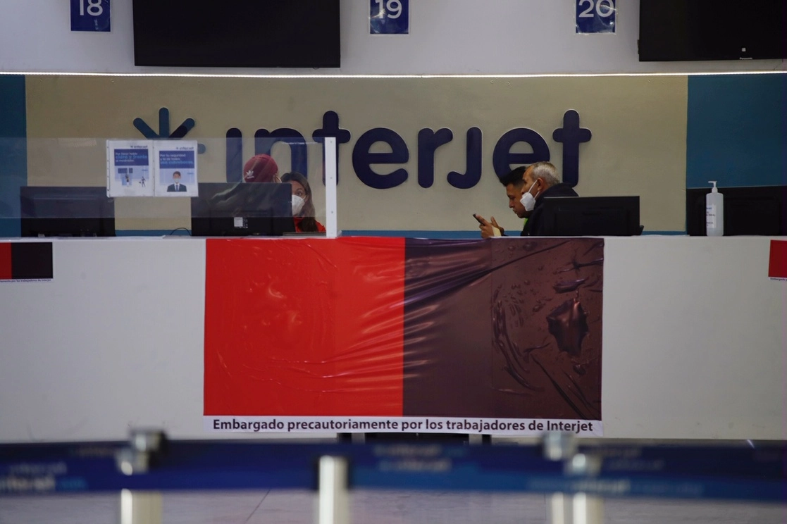 Mostrador de Interjet en el AICM el pasado 12 de enero de 2021. Foto Cristina Rodríguez