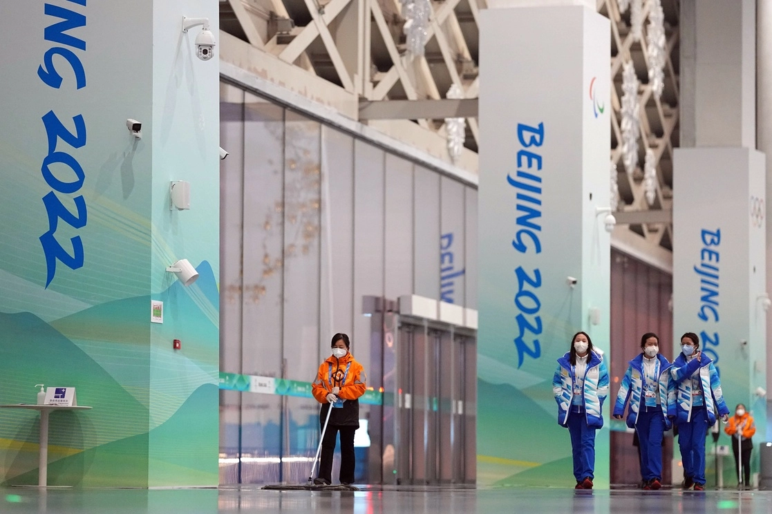 Centro de medios en los Juegos Olímpicos de Invierno de 2022, el domingo 23 de enero de 2022 en Beijing. Foto Ap