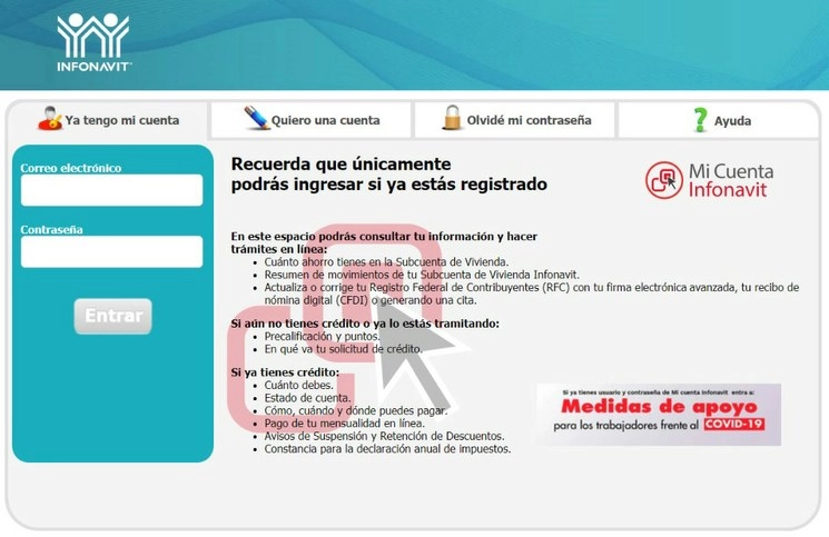 El Infonavit reanudó el servicio de entrega de escrituras registradas en la plataforma institucional, el cual se encontraba suspendido por cuestiones de mantenimiento desde 2015. Imagen tomada del sitio micuenta.infonavit.org.mx