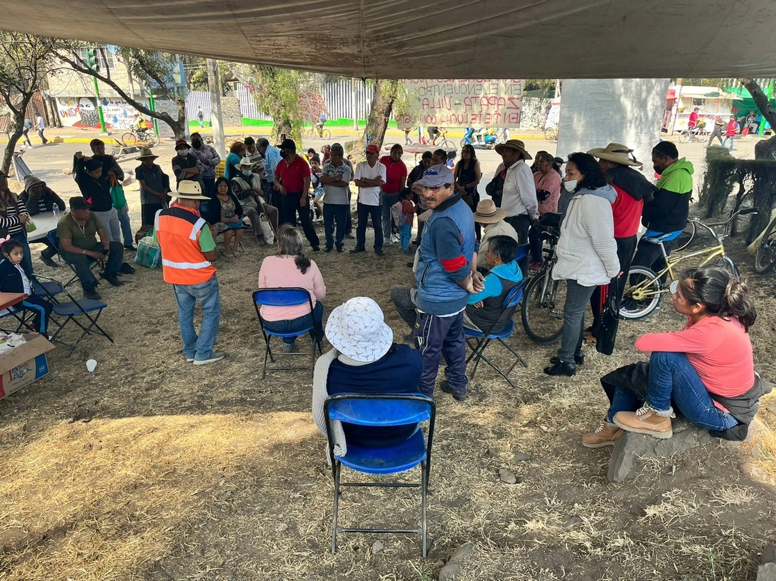 Los inconformes de San Gregorio Atlapulco reanundarán negociaciones con las autoridades de la CDMX, el 8 de diciembre de 2022. Foto Luis Castillo 