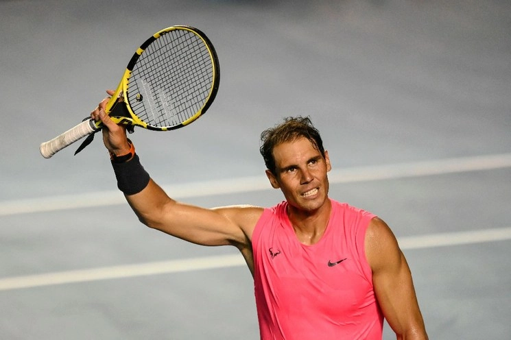 El tenista español, Rafael Nadal, reacciona al término del duelo ante Pablo Andújar. Foto Afp