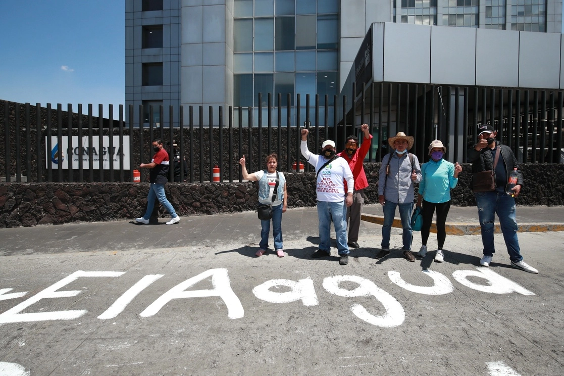 Protesta afuera de Conagua el 22 de marzo pasado. Foto Luis Castillo