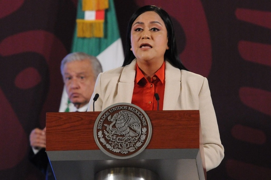 Ariadna Montiel, secretaria del Bienestar, participa en una conferencia mañanera del presidente López Obrador. Foto Cuartoscuro / archivo 