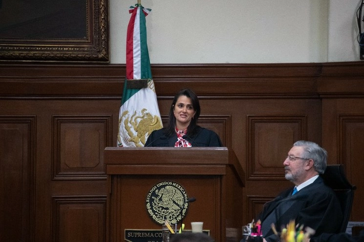 La ministra Margarita Ríos Farjat en sesión solemne de la Suprema Corte de Justicia de la Nación, el 1 de junio de 2019. Foto Pablo Ramos