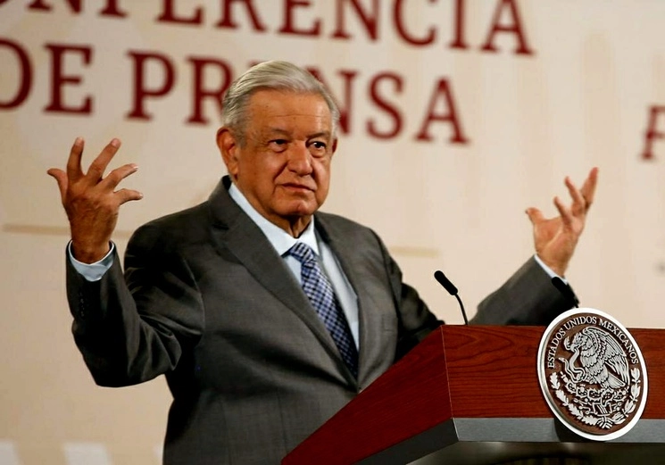 El presidente de México, Andrés Manuel López Obrador, durante su conferencia matutina en Palacio Nacional, en la Ciudad de México, el 3 de mayo de 2023. Foto José Antonio López