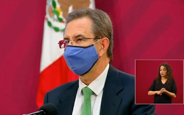 El titular de la SEP, Esteban Moctezuma durante conferencia de prensa. Fotograma tomado del video emitido por el Gobierno de México