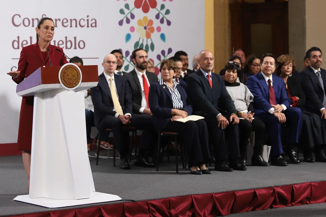 La presidenta Claudia Sheinbaum Pardo, durante su conferencia de este miércoles 2 de julio, en Palacio Nacional 