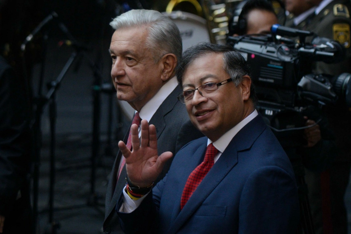 Andrés Manuel López Obrador, presidente de México, durante la ceremonia de recepción en Palacio Nacional a Gustavo Francisco Petro, presidente de la República de Colombia. Foto Cuartoscuro 