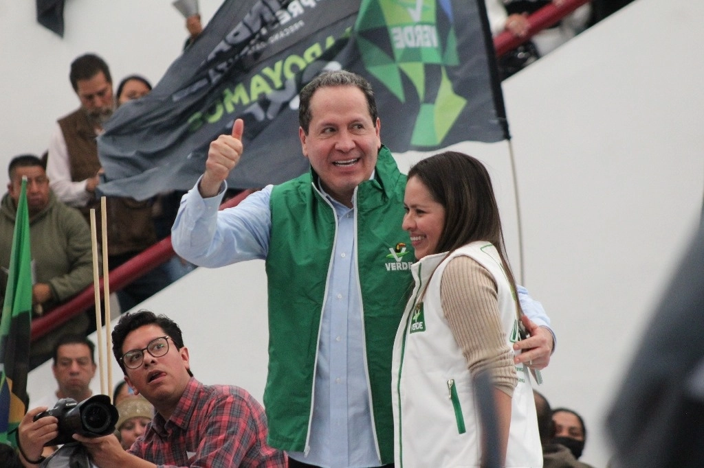 El ex priísta Eruviel Ávila llamó a los militantes del Verde a cerrar filas en favor de Claudia Sheinbaum, el 19 de enero de 2024. Foto Javier Salinas Cesáreo