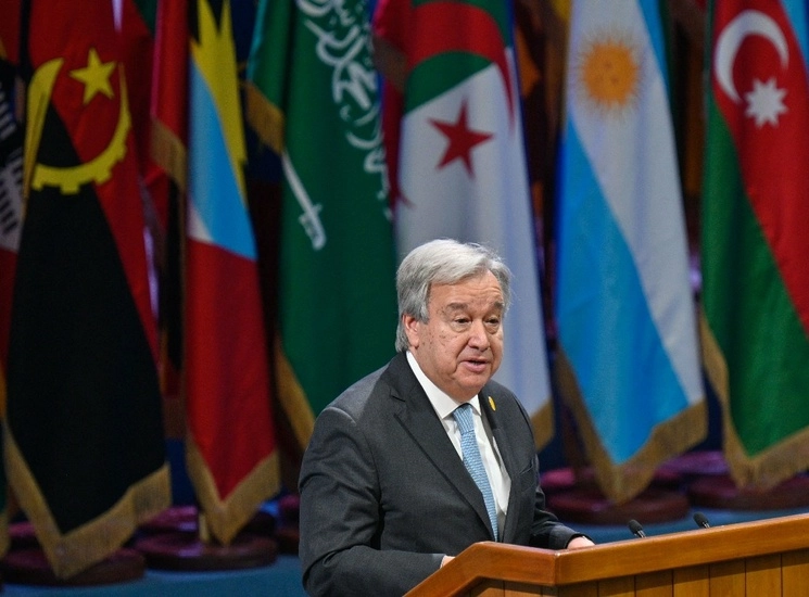Antonio Guterres, secretario general de las Naciones Unidas, durante la sesión inaugural de la Cumbre del Grupo de los 77+China en el Palacio de Convenciones de La Habana, el 15 de septiembre de 2023. Foto Afp
