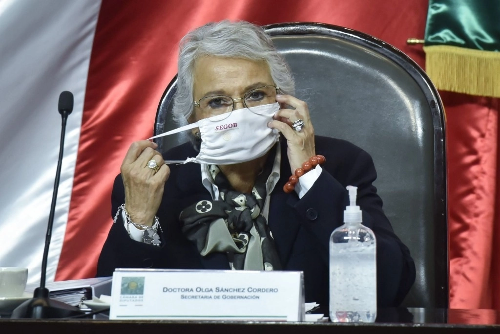 La secretaría de Gobernación, Olga Sánchez Cordero, durante su comparecencia en la Cámara de Diputados, el 15 de octubre de 2020. Foto Cuartoscuro