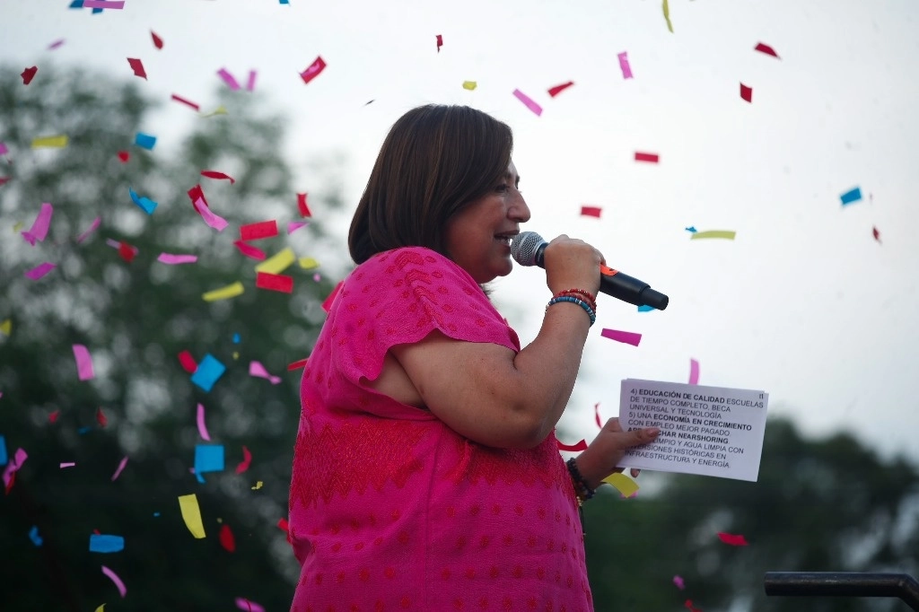 Xochitl Gálvez durante su cierre de campaña en la CDMX, el 23 de mayo pasado. Foto Cristina Rodríguez