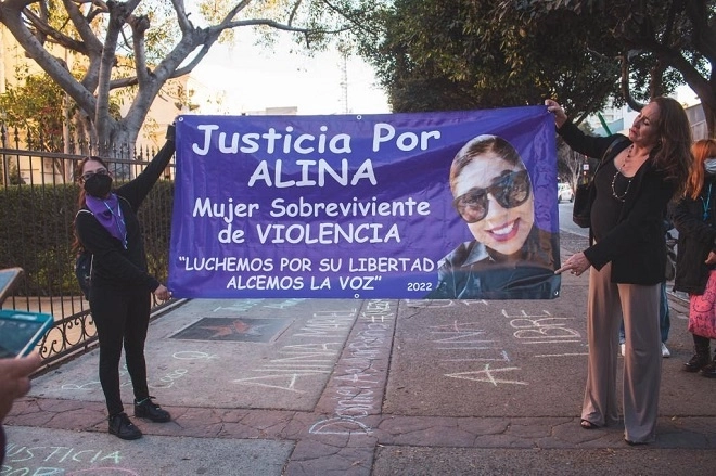 Mujeres se manifiestan en septiembre de 2022 para exigir la liberación de Alina Narciso Tehuaxtle. Foto Karen Castañeda / archivo