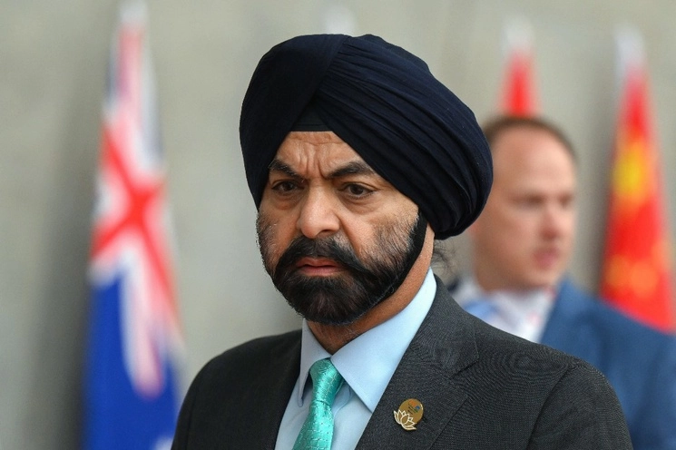 El presidente del Banco Mundial, Ajay Banga, arriba una reunión en el Mahatma Mandir en Gandhinagar, India, el 17 de julio de 2023. Foto Afp