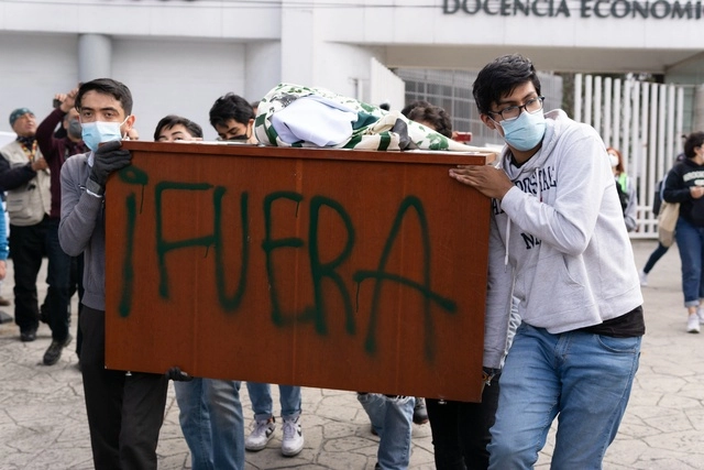 Alumnos del CIDE durante una protesta el pasado 24 de enero de 2021. Foto Pablo Ramos