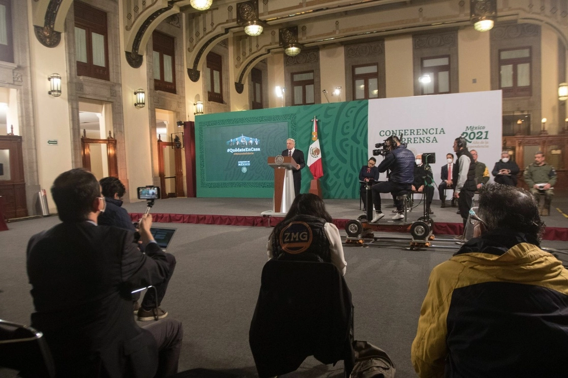 El presidente de México, Andrés Manuel López Obrador, durante su conferencia matutina en Palacio Nacional, en la Ciudad de México, el 24 de febrero de 2021. Foto Cuartoscuro