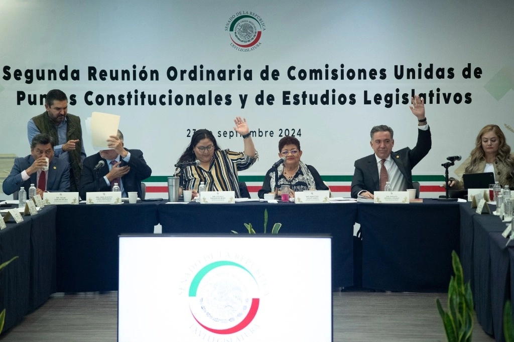Las comisiones de Puntos Constitucionales y de Estudios Legislativos eliminaron la modificación en los que se daba retroactividad a esa disposición de que no proceden  amparos, consultas, controversias ni ningún otro recurso jurídico contra reformas a la ley suprema. Foto  María Luisa Severiano / Archivo