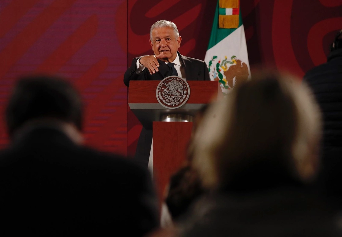 El presidente Andrés Manuel López Obrador durante la conferencia de prensa matutina en Palacio Nacional, el 28 de febrero de 2022. Foto Cristina Rodríguez