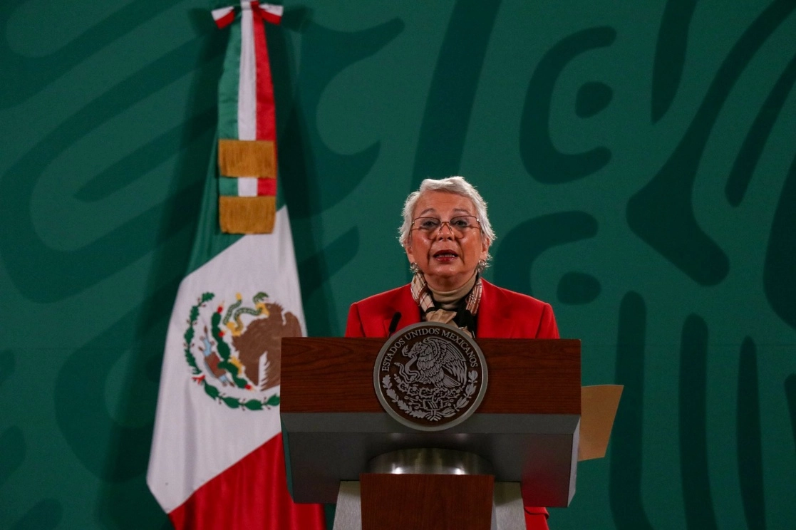 La titular de Segob, Olga Sánchez Cordero durante conferencia de prensa. Foto Cuartoscuro 