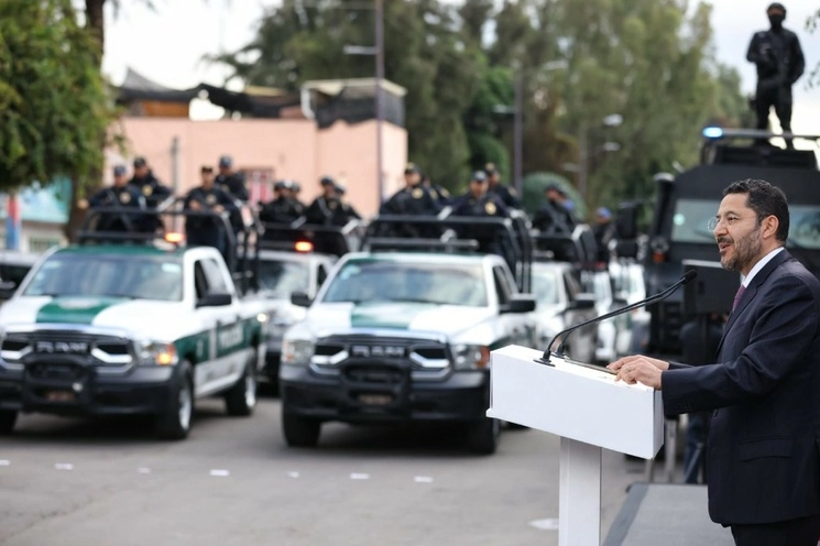 El jefe del Gobierno capitalino, Martí Batres, durante el arranque del operativo de seguridad Iztapalapa-Tláhuac, el 2 de agosto de 2023. Foto tomada de Twitter @martibatres