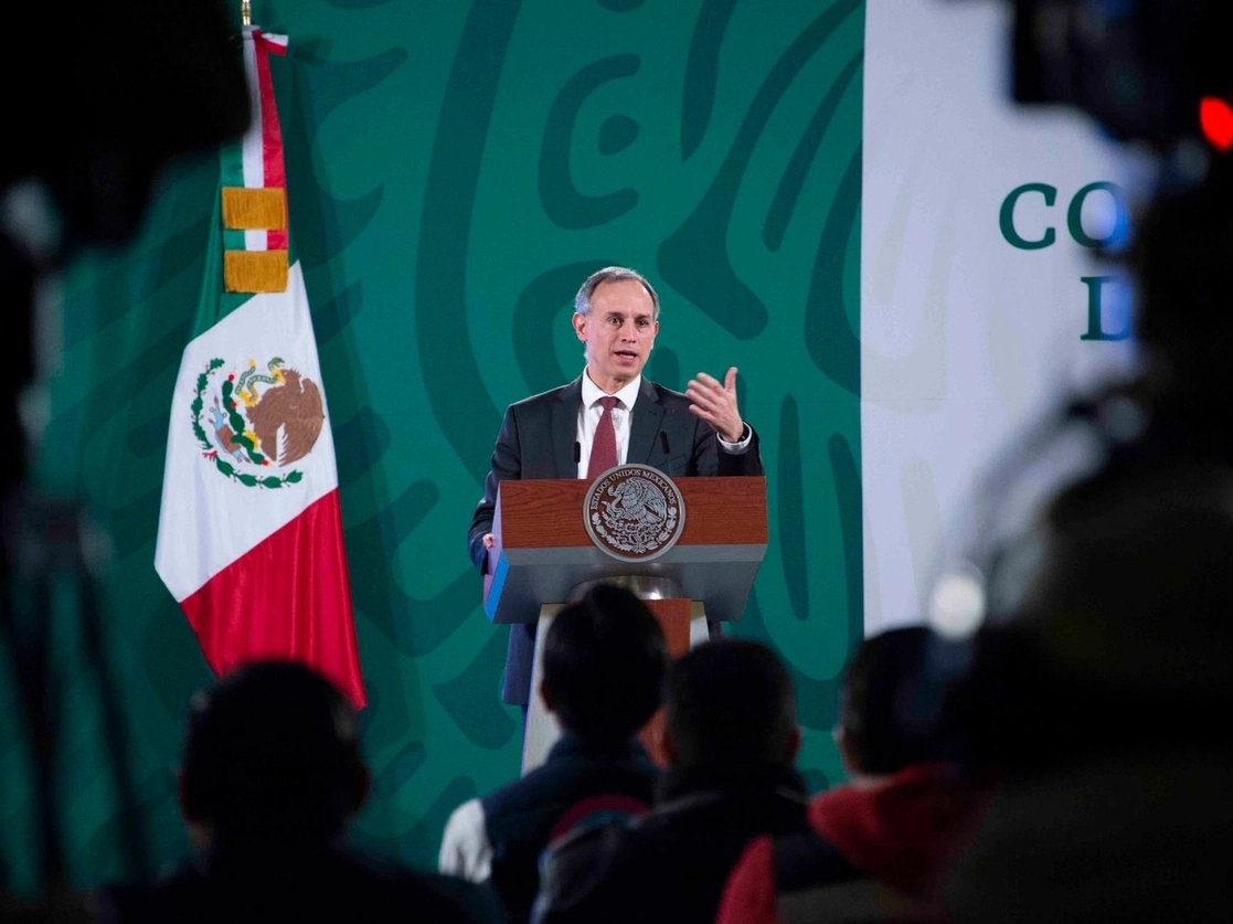 El subsecretario de Prevención y Promoción de la Salud, Hugo López-Gatell Ramírez, durante la conferencia matutina en Palacio Nacional, el 3 de febrero de 2021. Foto Cuartoscuro