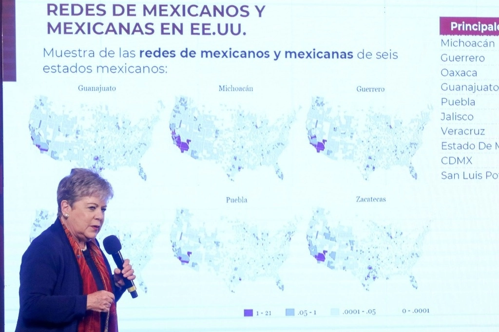 La canciller Alicia Bárcena dio detalles del plan integral en materia de migración que propone México, durante la conferencia matutina presidencial en Palacio Nacional, en la capital del país, el 26 de febrero de 202. Foto Cuartoscuro
