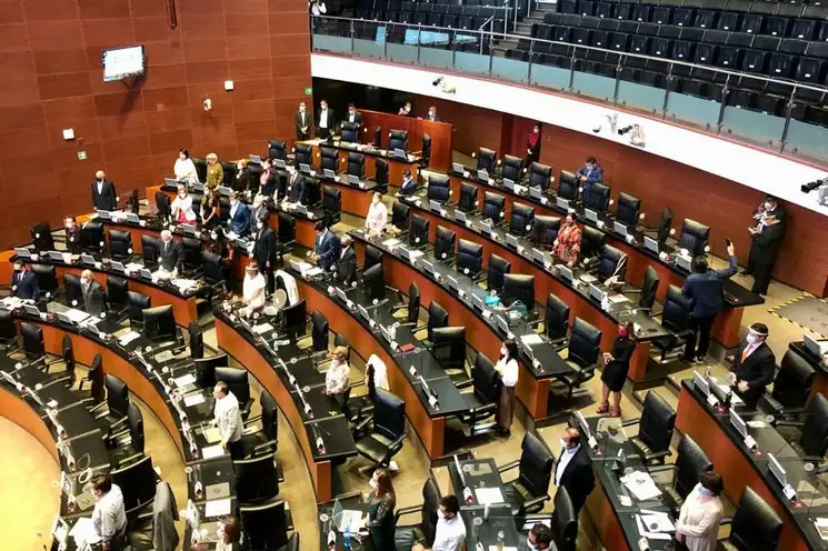 Durante el reinicio de la sesión del Senado del día de hoy. Foto Roberto García Ortiz
