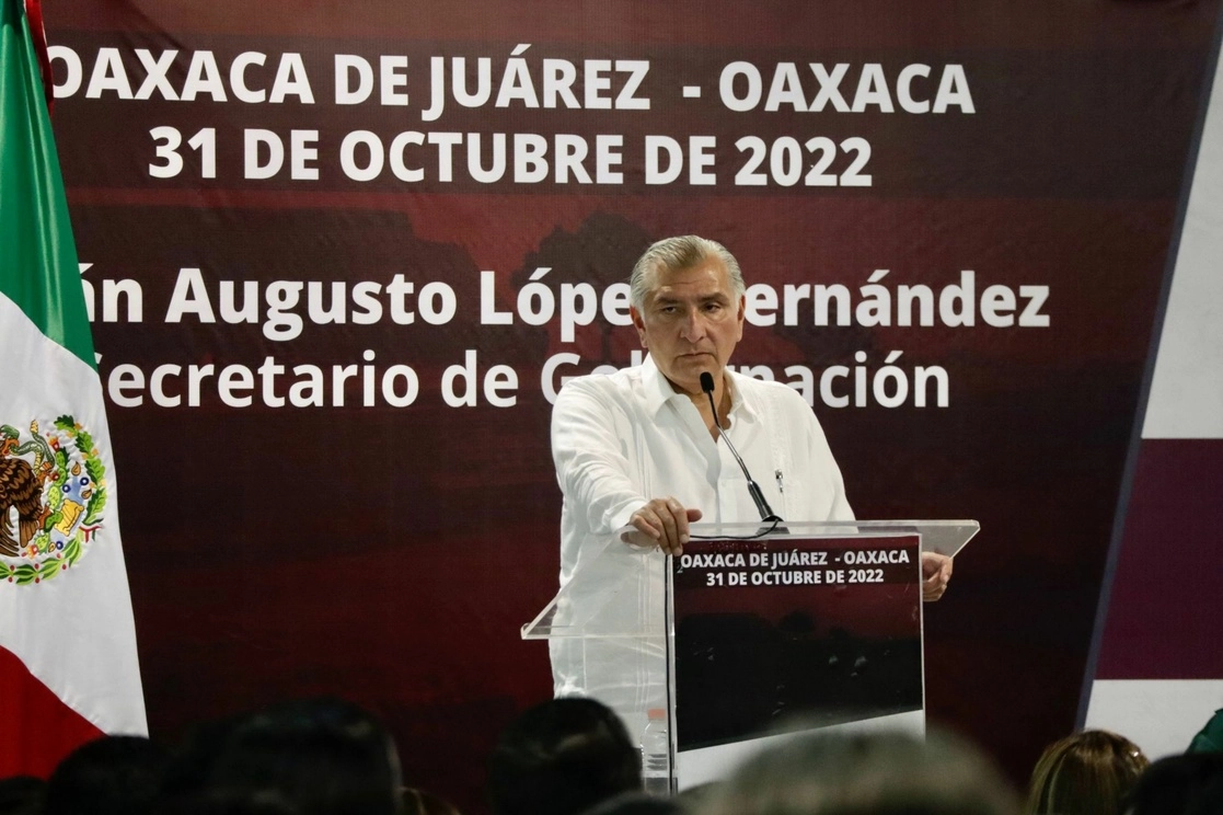 Adán Augusto López, secretario de Gobernación, participó en el foro "Participación de Fuerzas Armadas en Seguridad Pública", en Oaxaca. Foto Cuartoscuro