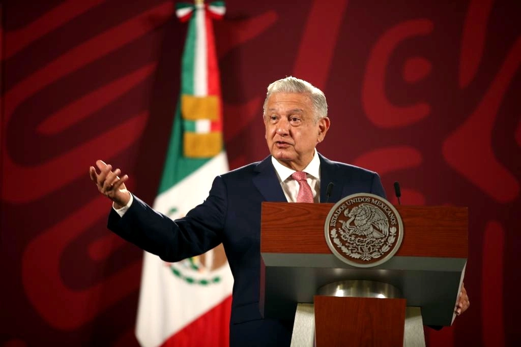 El presidente de México, Andrés Manuel López Obrador, durante su conferencia matutina en Palacio Nacional, en la Ciudad de México, el 4 de mayo de 2022. Foto José Antonio López