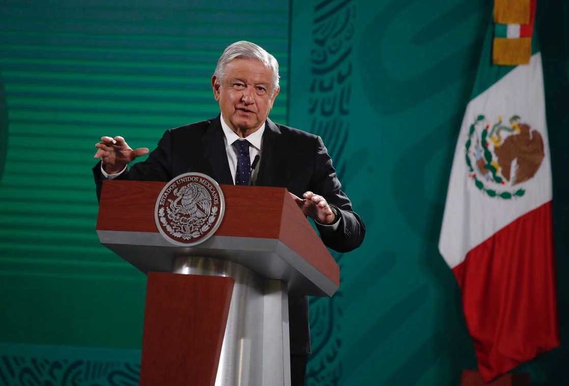 El presidente de México, Andrés Manuel López Obrador, durante su conferencia matutina en el Salón Tesorería de Palacio Nacional, en la Ciudad de México, el 23 de junio de 2021. Foto Cristina Rodríguez