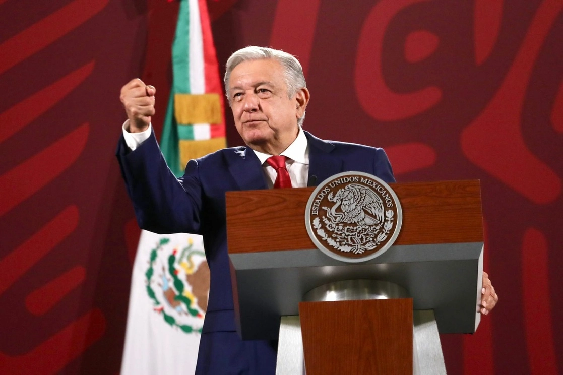 El presidente Andrés Manuel López Obrador durante su conferencia matutina en Palacio Nacional, Ciudad de México, el 14 de noviembre de 2022. Foto Luis Castillo
