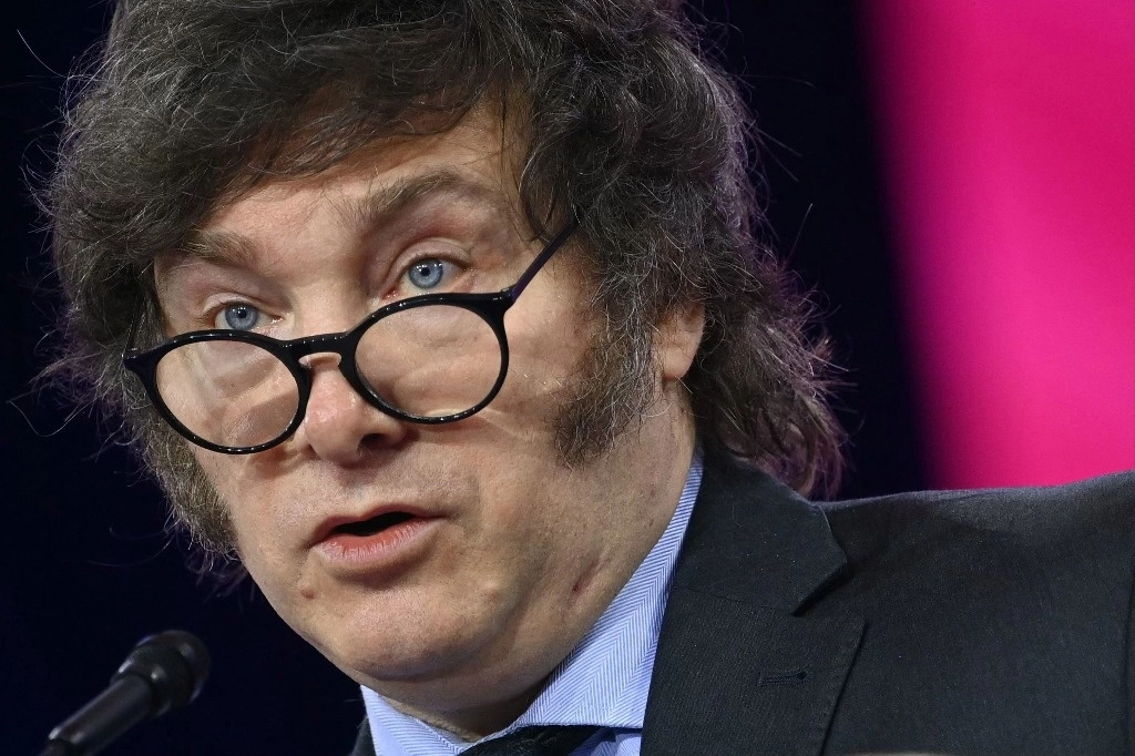 El presidente argentino, Javier Milei, habla durante la reunión anual de la Conferencia de Acción Política Conservadora (CPAC), hace unos días en National Harbor, Maryland. Foto Afp