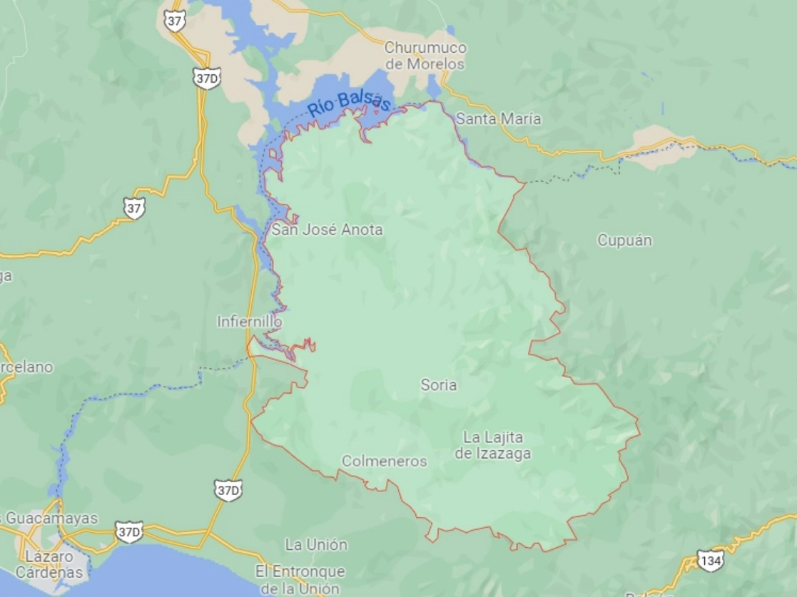 La Secretaría de Protección Civil de Guerrero informó que dos personas fueron arrastradas por la crecida del arroyo El Rosario, ubicado en el municipio de Coahuayutla, en la Costa Grande, provocada por las lluvias. Imagen tomada de Google Maps
