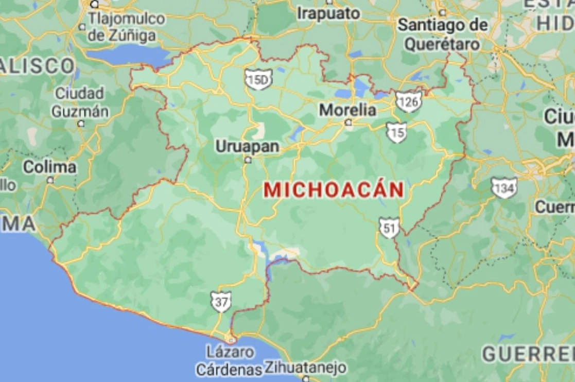 Dos cadáveres fueron dejados en una brecha en el municipio de Morelia, Michoacán. Foto tomada de Google Maps