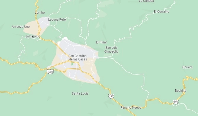 El cuerpo de Antonio Pérez fue trasladado del penal de San Cristóbal a Larráinzar, su municipio de origen. Foto tomada de Google Maps