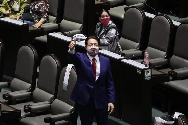 El diputado Mario Delgado ayer en San Lázaro. Foto Luis Castillo
