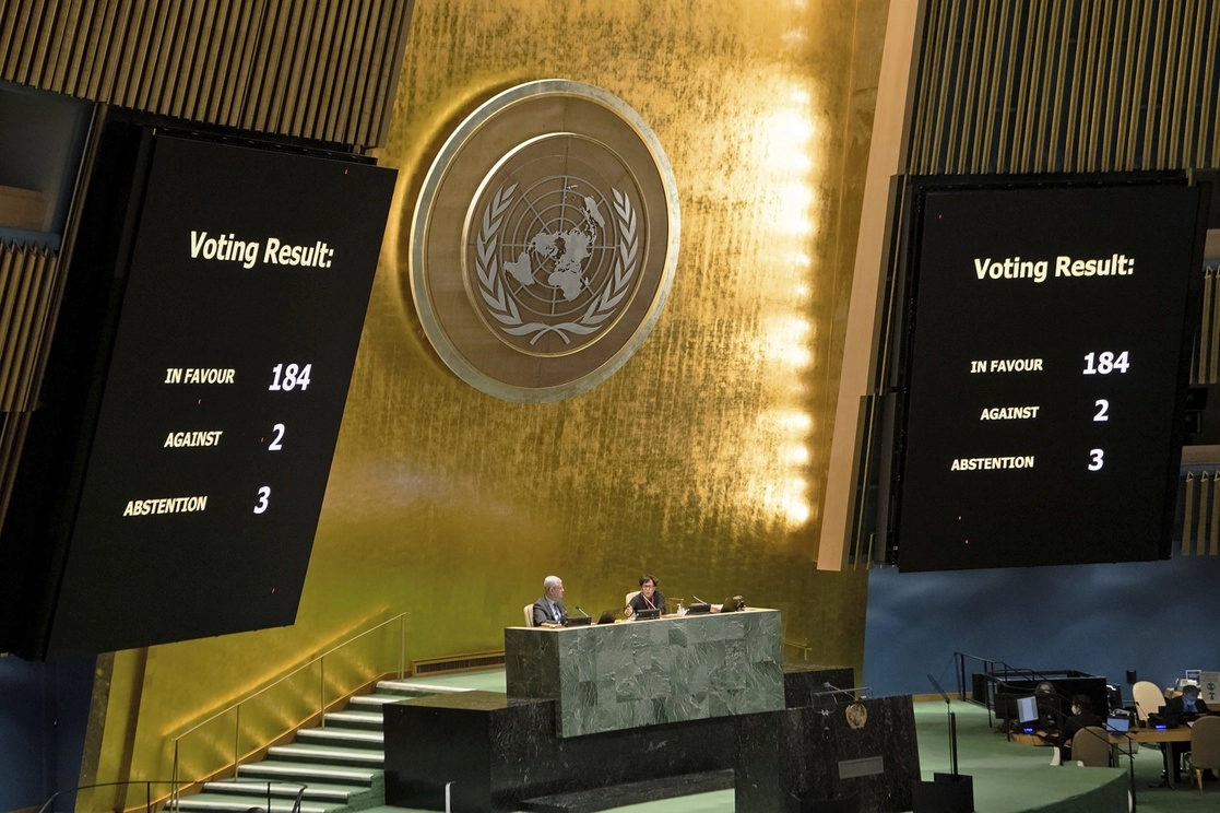 Es la ocasión 29 en que la Asamblea General de la ONU se expresa de forma abrumadora contra la política estadunidense hacia Cuba, el 23 de junio de 2021. Foto Ap