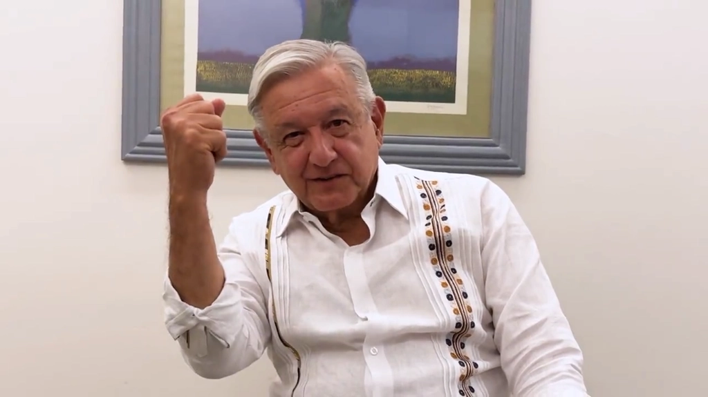 El presidente Andrés Manuel López Obrador durante su mensaje. Imagen tomada del video emitido en sus redes sociales