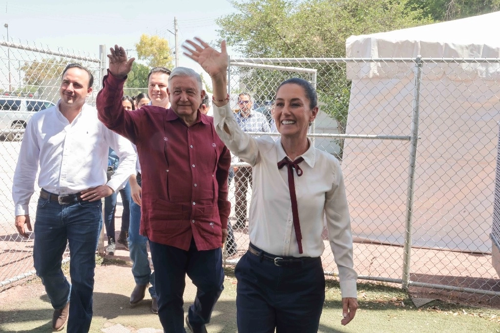El presidente Andrés Manuel López Obrador supervisó ayer domingo Agua Saludable para La Laguna en Unidad Deportiva Ciudad Lerdo, en compañía de  Claudia Sheinbaum Pardo, virtual presidenta electa. Foto Cuartoscuro 