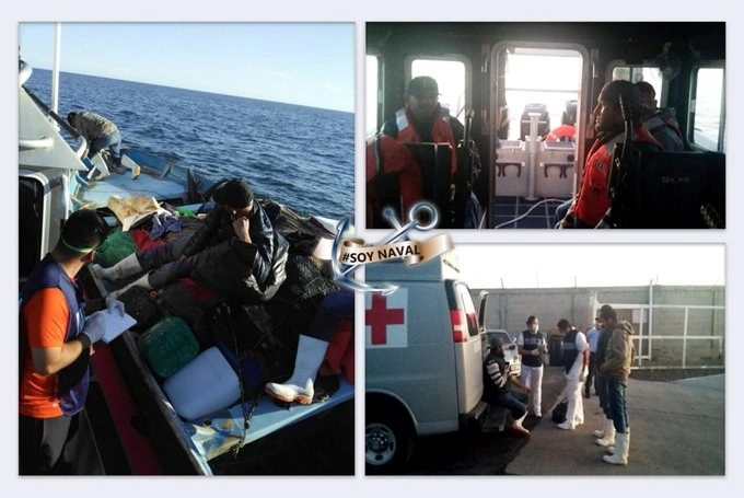 Distintos momentos de la labor de auxilio y rescate. Imagen @SEMAR_mx