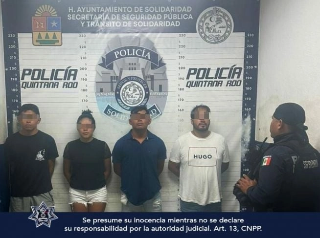 Cuatro personas fueron puestas a disposición de las autoridades. Foto Ayuntamiento de Solidaridad