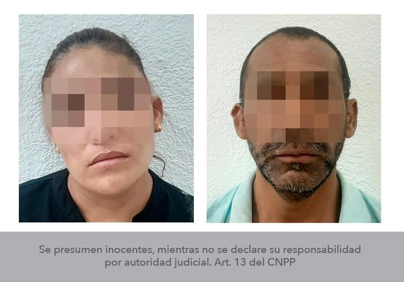 En la imagen, Erika “N” de 32 y Eliazar “N” de 44 años presuntos secuestradores de las personas originarias de El Salvador. Foto La Jornada