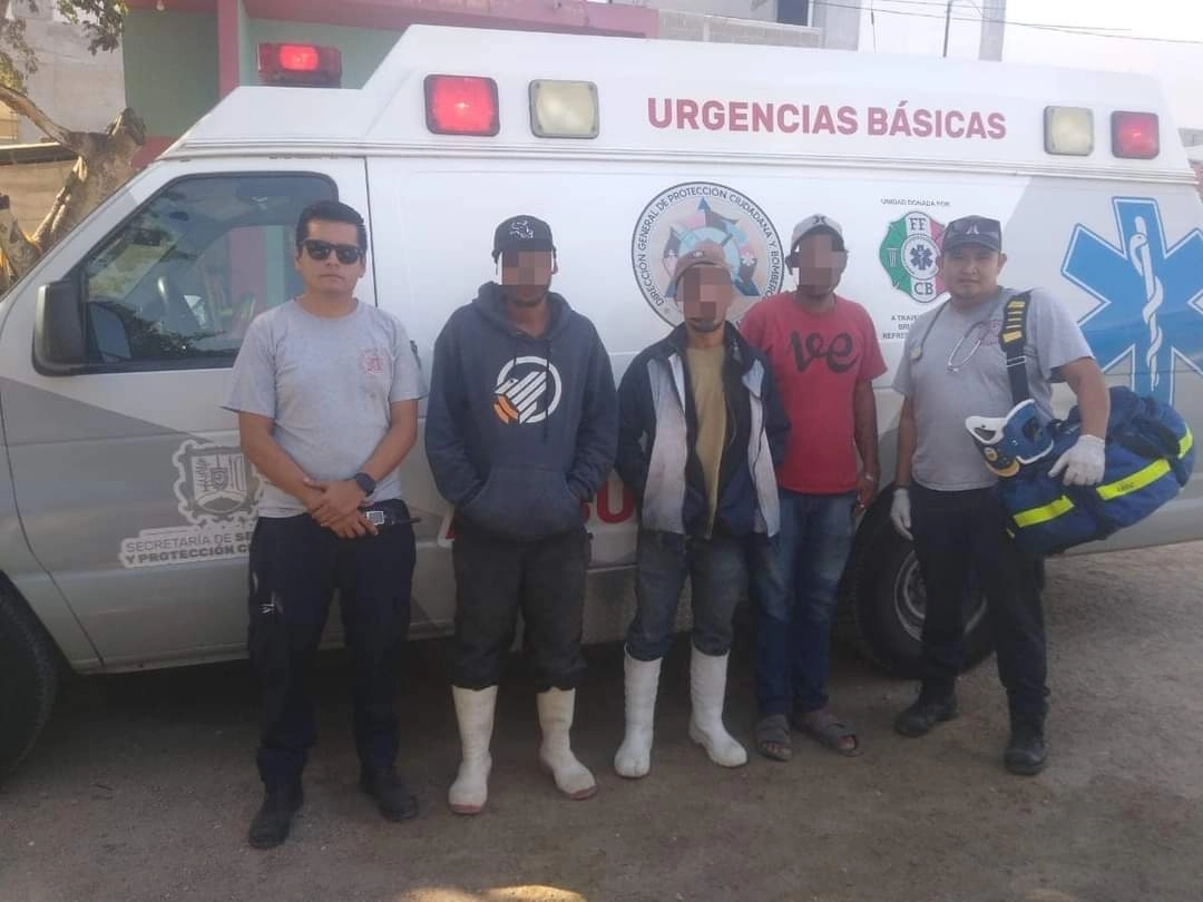 Tres pescadores de San Blas, reportados como desaparecidos desde el domingo, fueron localizados con vida y rescatados el jueves mar adentro. Foto cortesía de la SSPC estatal