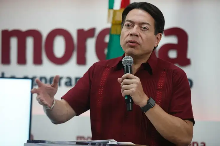 El dirigente nacional de Morena, Mario Delgado, reiteró en conferencia de prensa que no está previsto que el partido financie los recorridos de los aspirantes; ellos tienen que “autoorganizarse”, el 15 de junio de 2023. Foto José Antonio López



