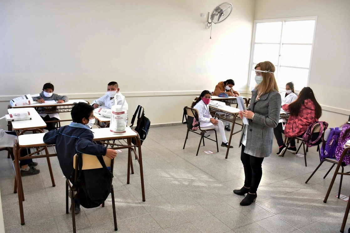 Durante el regreso a clases presenciales en una escuela argentina, en imagen de archivo. Foto Afp 