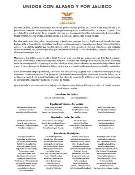 Documento que firmaron los emecistas.